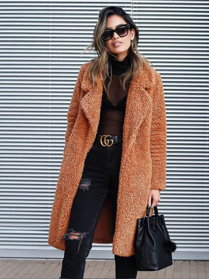 Sleek Cozy Teddy Overcoat for Ladies - Ava