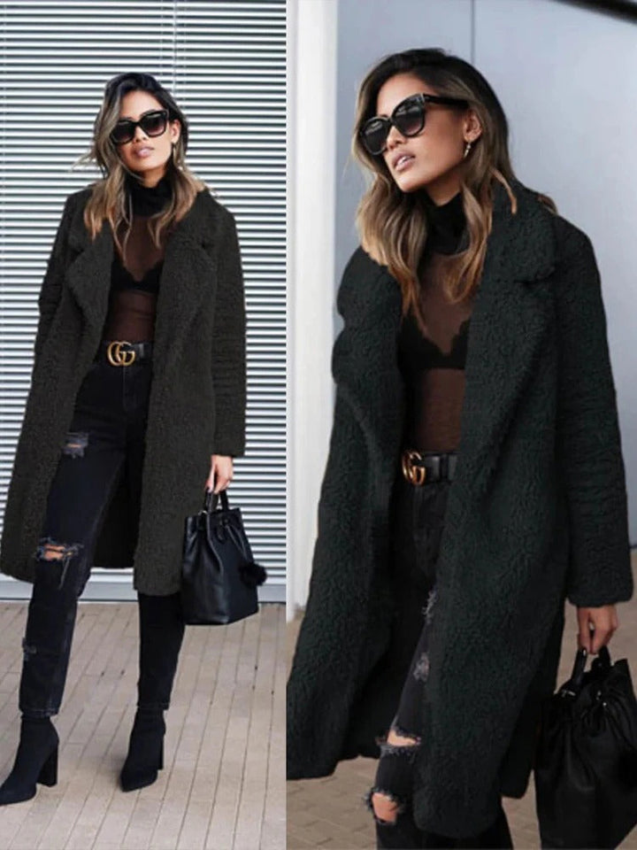 Sleek Cozy Teddy Overcoat for Ladies - Ava