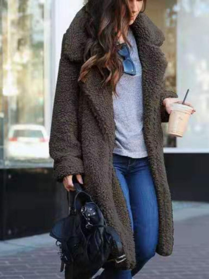 Sleek Cozy Teddy Overcoat for Ladies - Ava