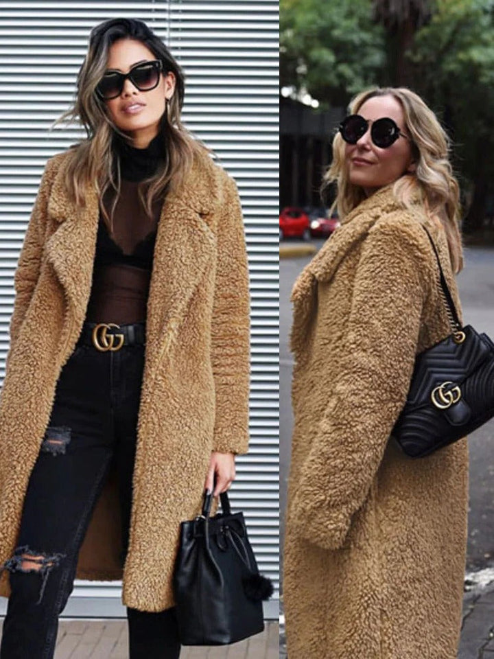 Sleek Cozy Teddy Overcoat for Ladies - Ava
