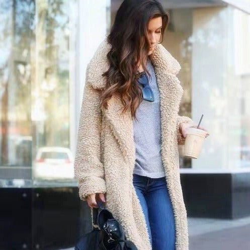 Sleek Cozy Teddy Overcoat for Ladies - Ava
