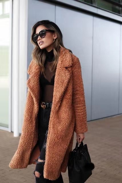 Sleek Cozy Teddy Overcoat for Ladies - Ava