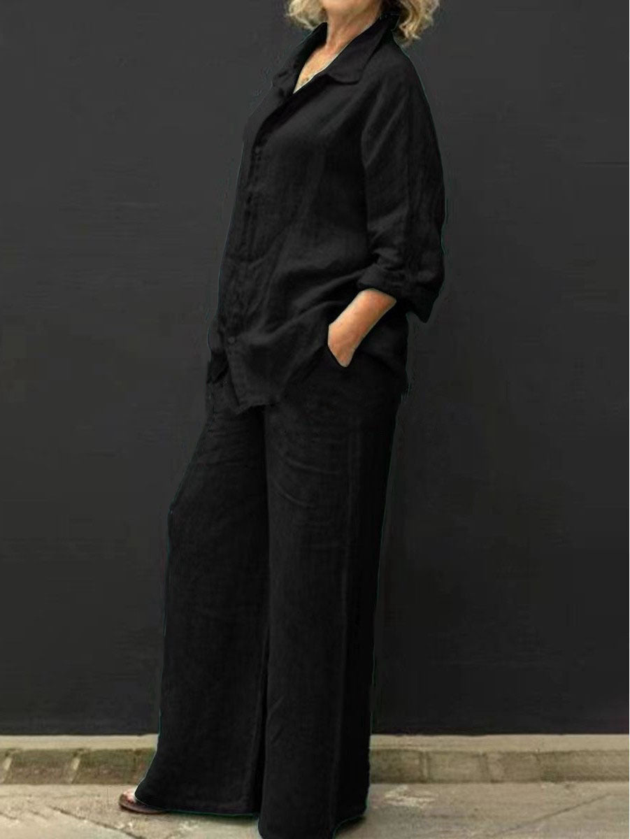 Summer Cotton-Linen Two-Piece Suit for Women - Elara