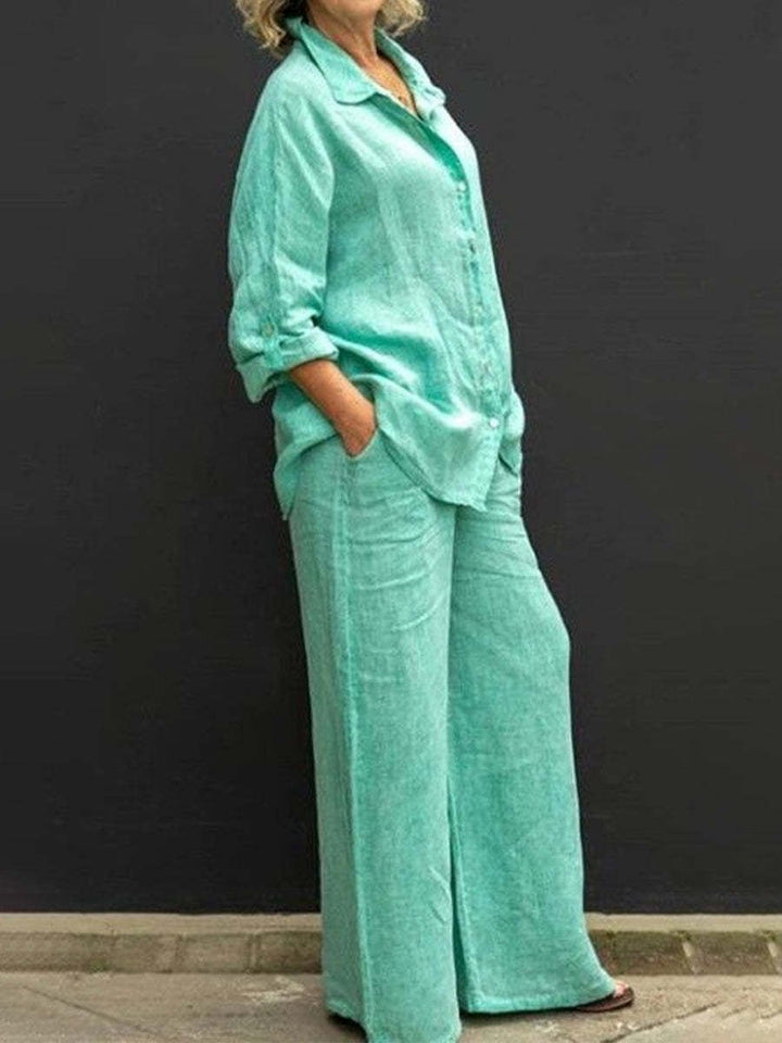 Summer Cotton-Linen Two-Piece Suit for Women - Elara