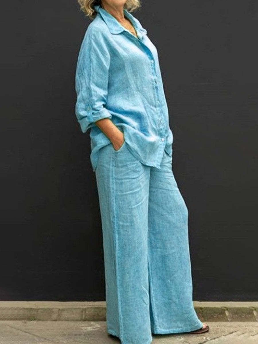 Summer Cotton-Linen Two-Piece Suit for Women - Elara