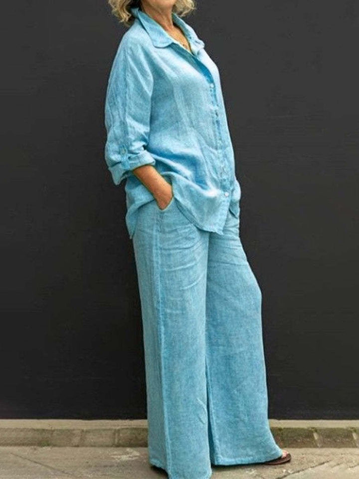 Summer Cotton-Linen Two-Piece Suit for Women - Elara