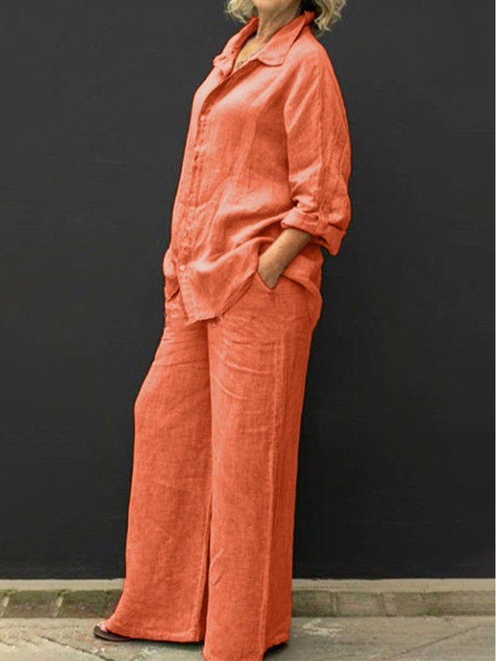 Summer Cotton-Linen Two-Piece Suit for Women - Elara