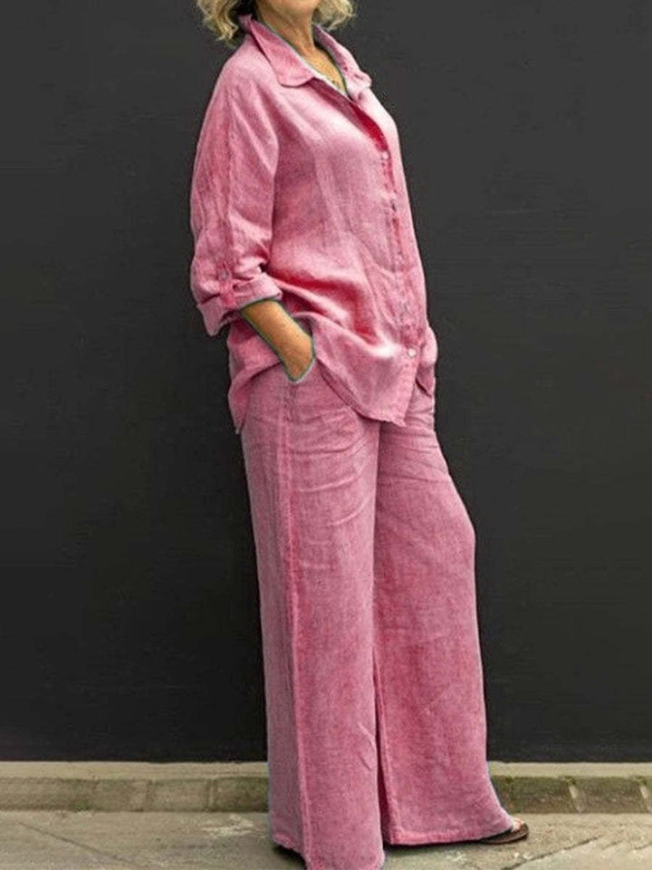 Summer Cotton-Linen Two-Piece Suit for Women - Elara