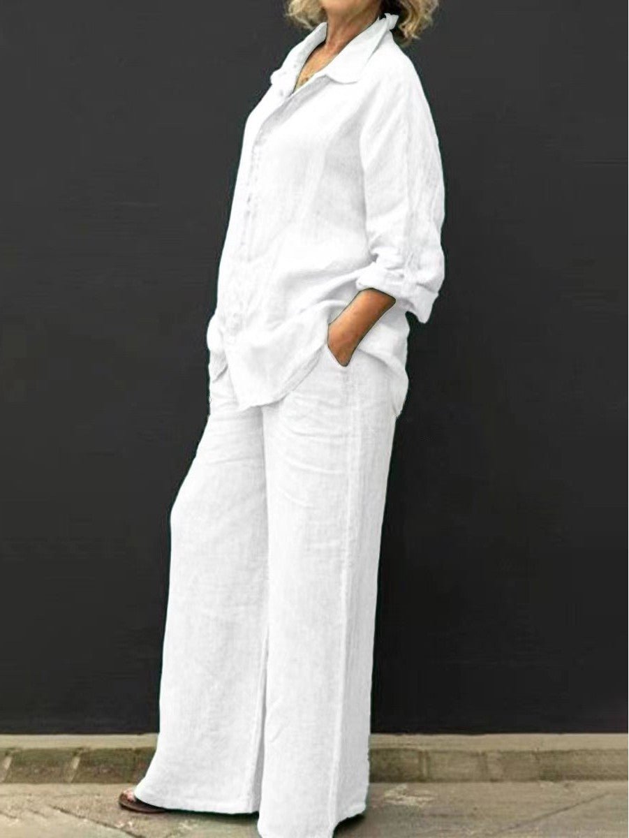 Summer Cotton-Linen Two-Piece Suit for Women - Elara