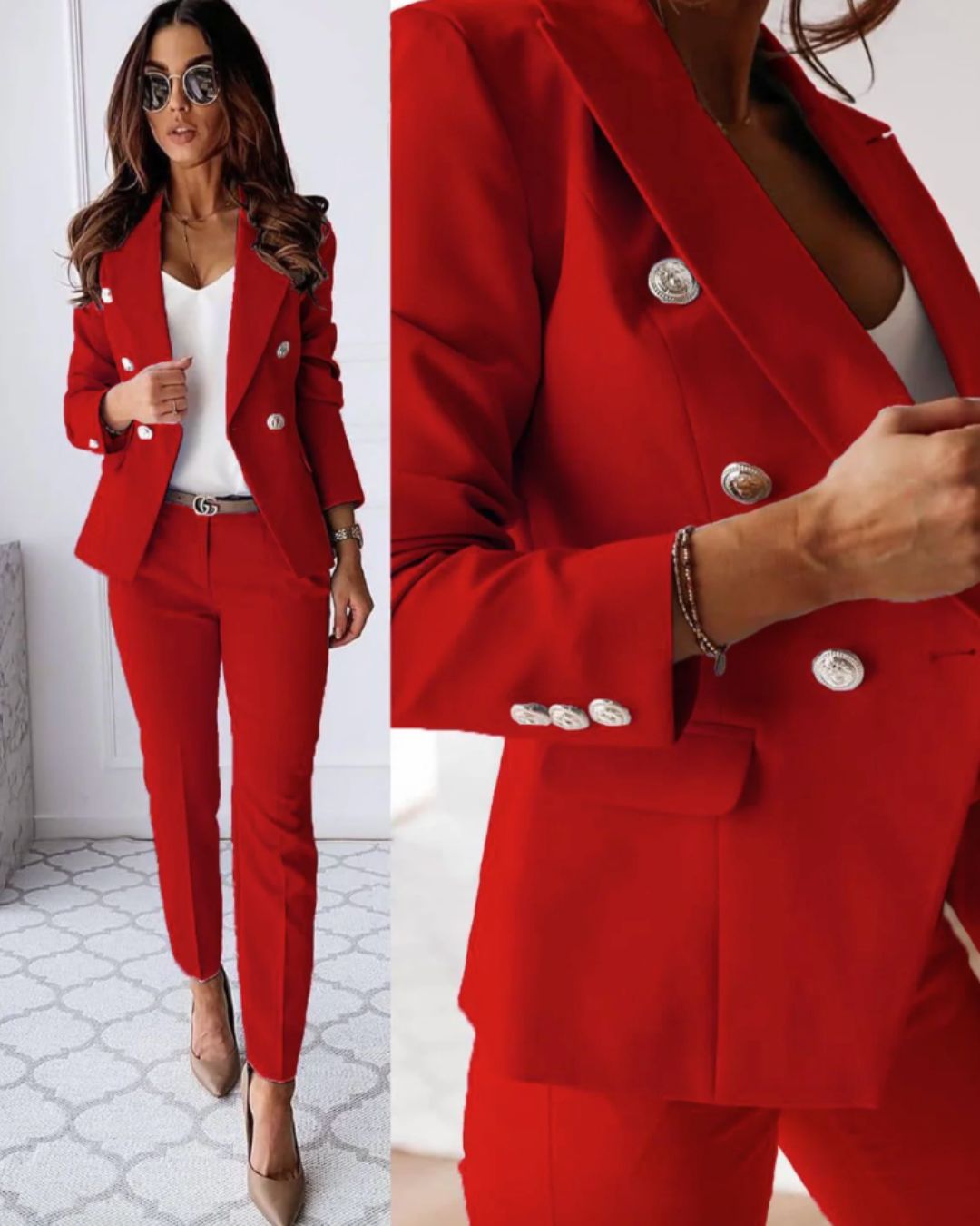 Chic Slim-Fit Two-Piece Ensemble for Contemporary Professional Attire