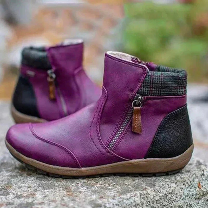 Uxía | Women's Winter Ankle Boots with Side Zipper and Comfort Sole