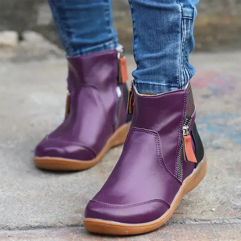 Uxía | Women's Winter Ankle Boots with Side Zipper and Comfort Sole