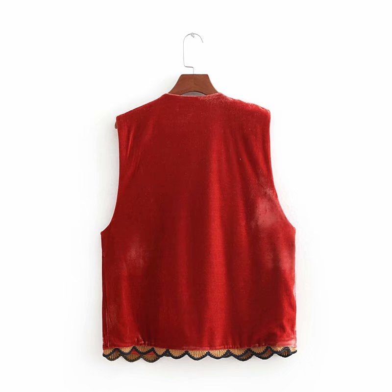 Uxía | Long Boho Vest for Women with Paisley Print and V-Neck
