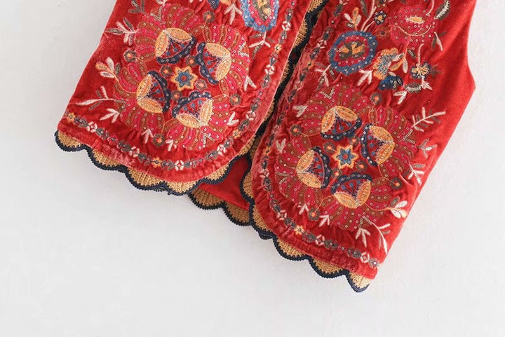 Uxía | Long Boho Vest for Women with Paisley Print and V-Neck