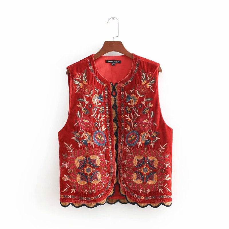 Uxía | Long Boho Vest for Women with Paisley Print and V-Neck
