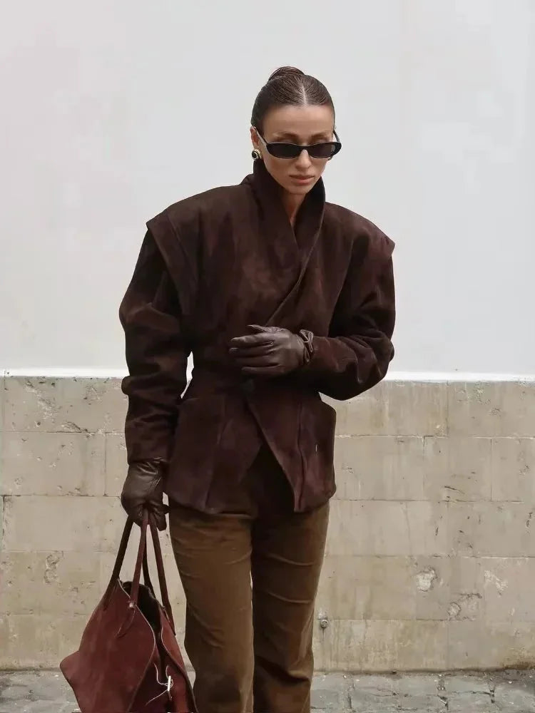 Chic Women's Faux Suede Blazer