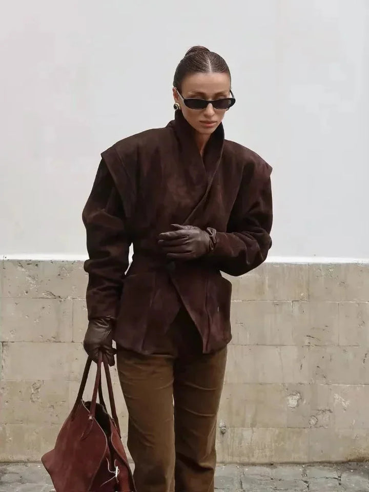 Chic Women's Faux Suede Blazer