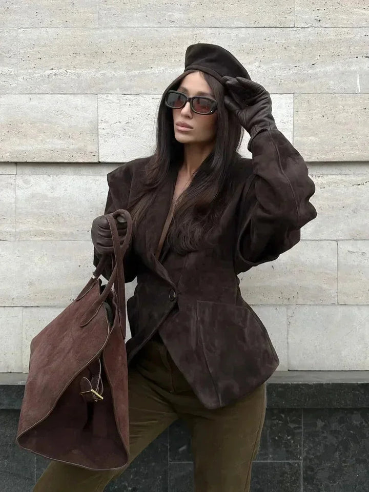 Chic Women's Faux Suede Blazer