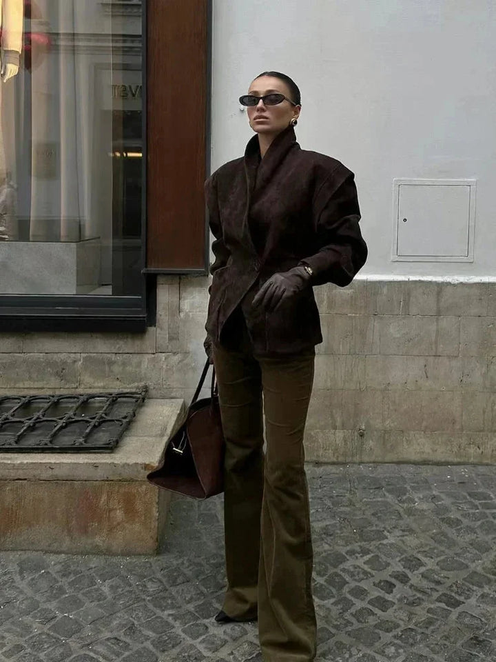 Chic Women's Faux Suede Blazer