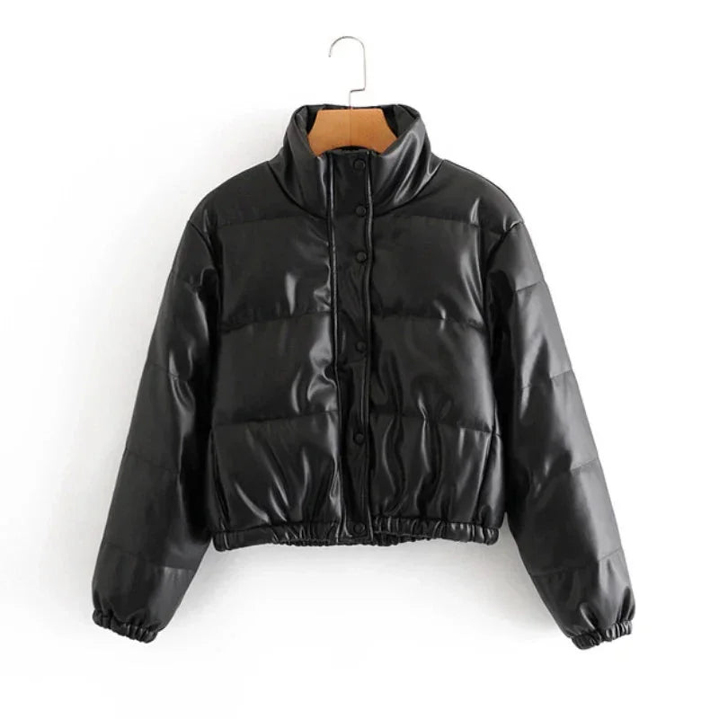 Women's Winter Puffer Coat with Hood and Zipper