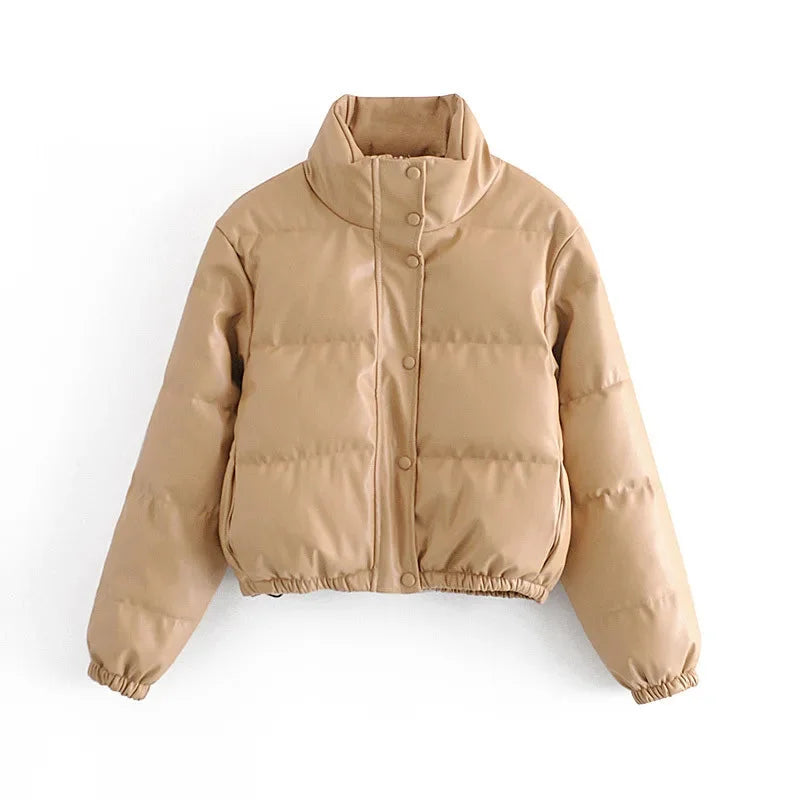 Women's Winter Puffer Coat with Hood and Zipper