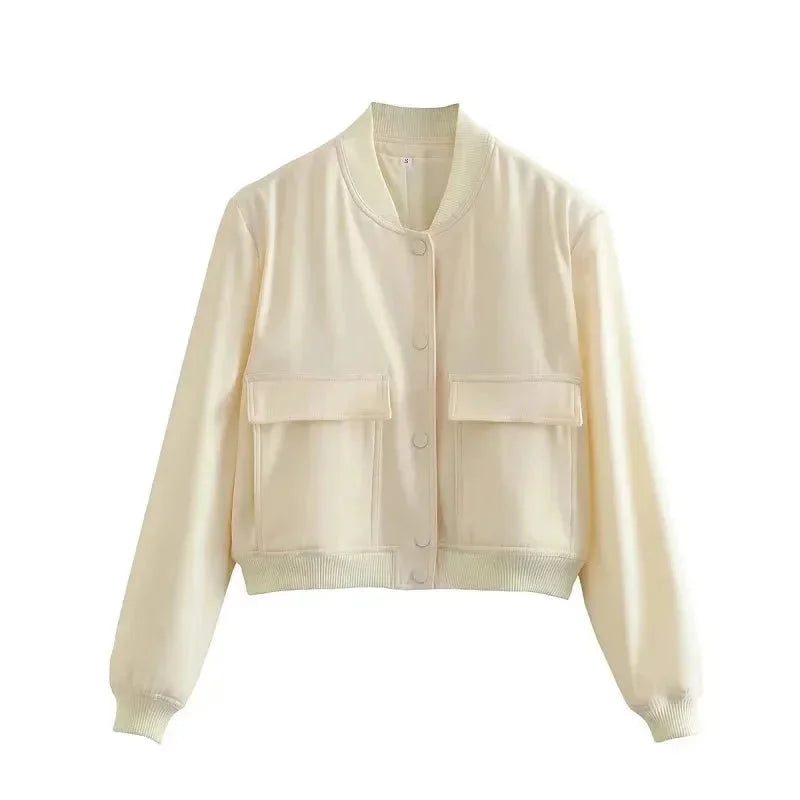 Women's bomber blazer with practical front pockets