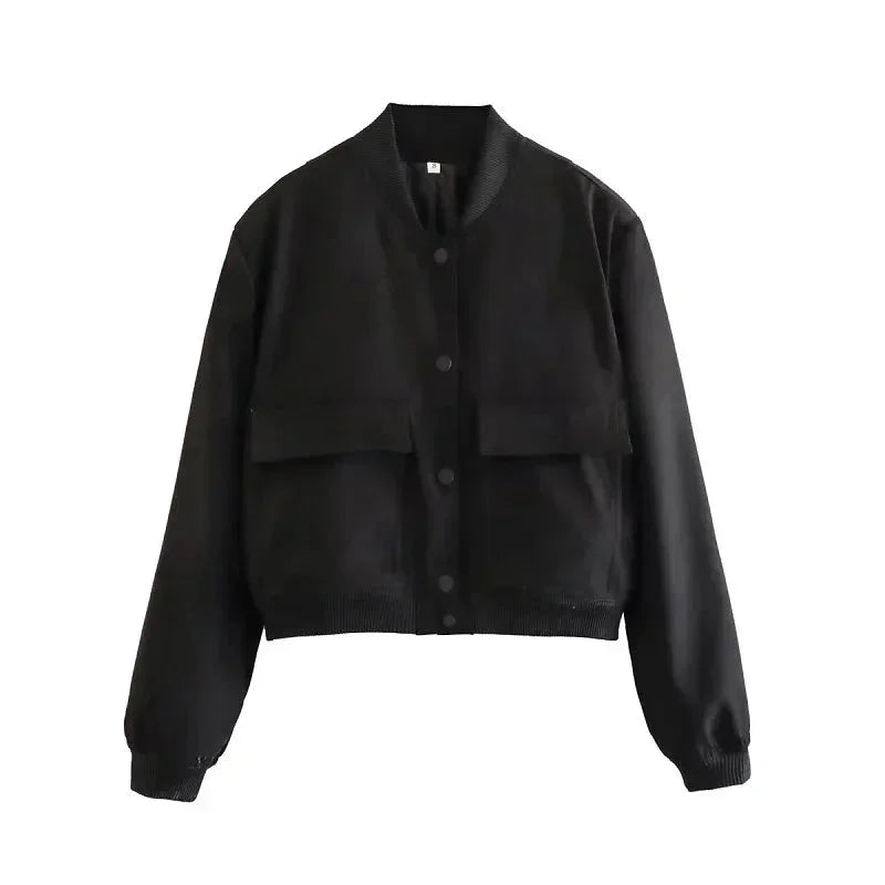 Women's bomber blazer with practical front pockets