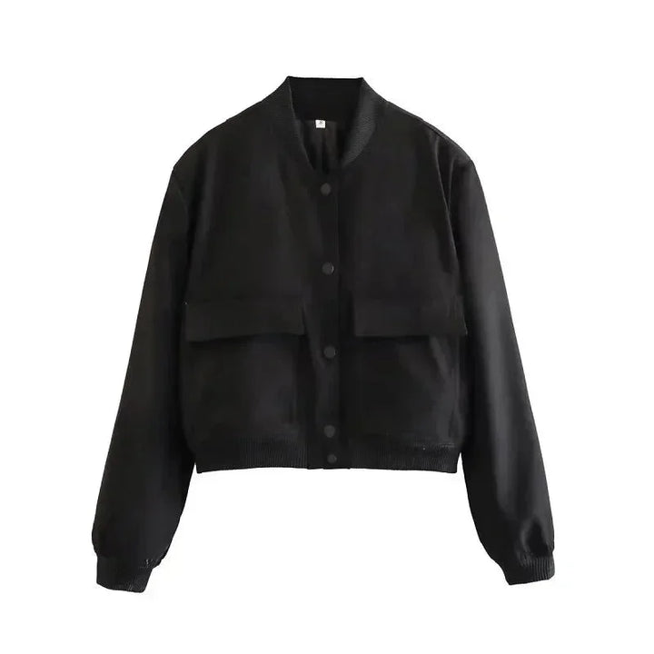 Women's bomber blazer with practical front pockets