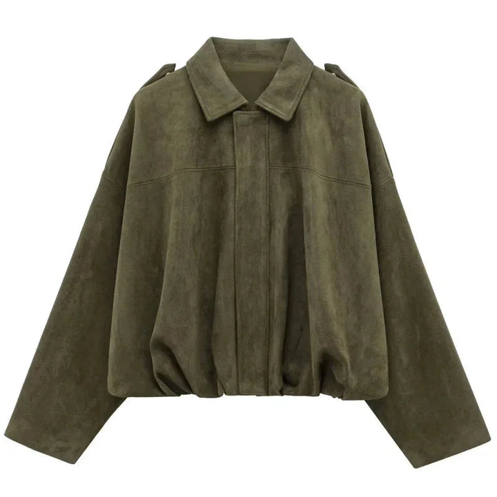 Oversized Women's Bomber Blazer with Zipper