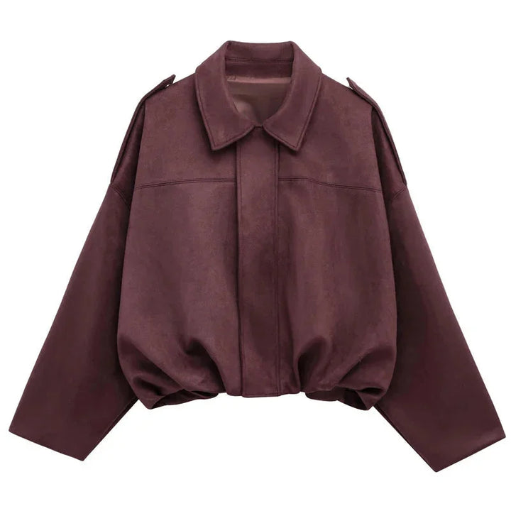 Oversized Women's Bomber Blazer with Zipper