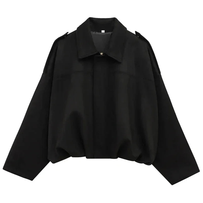 Oversized Women's Bomber Blazer with Zipper