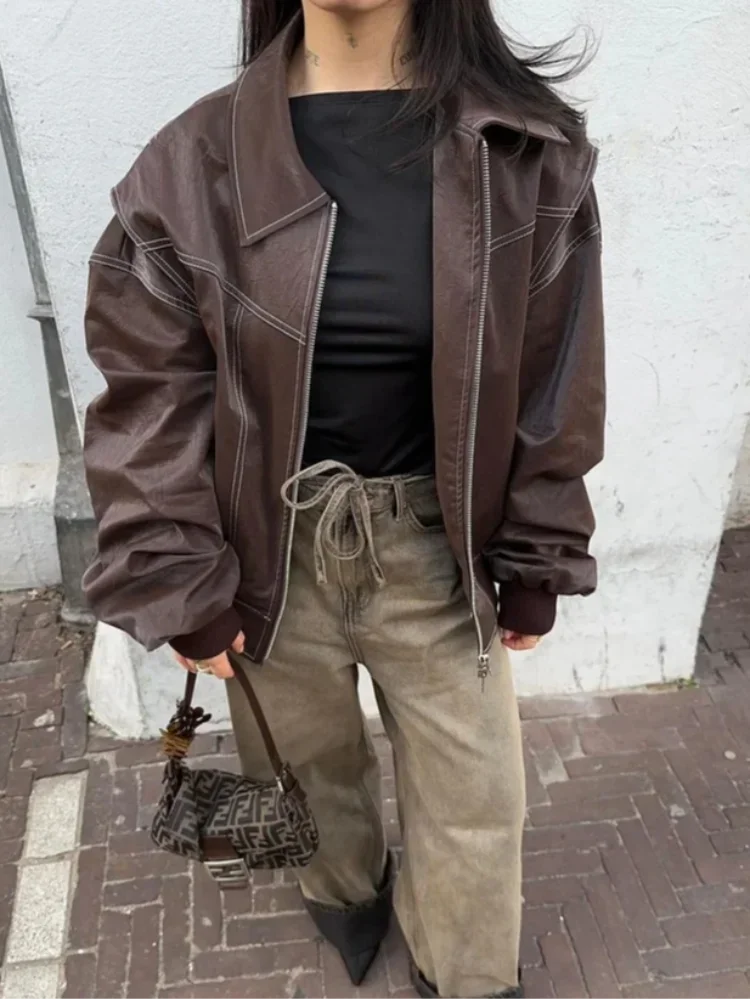 Oversized bomber blazer for women with zipper