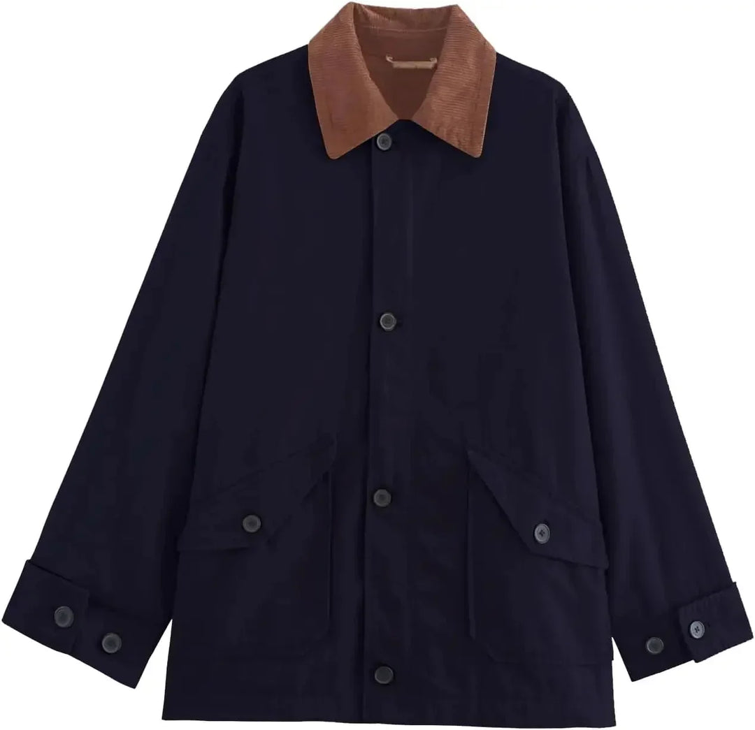 Women's mid-season blazer with corduroy collar