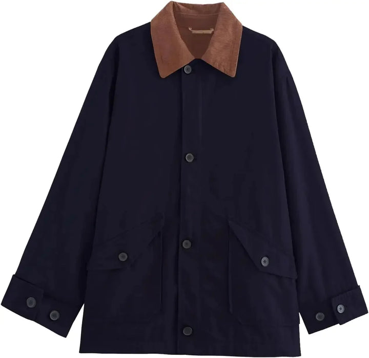 Women's mid-season blazer with corduroy collar