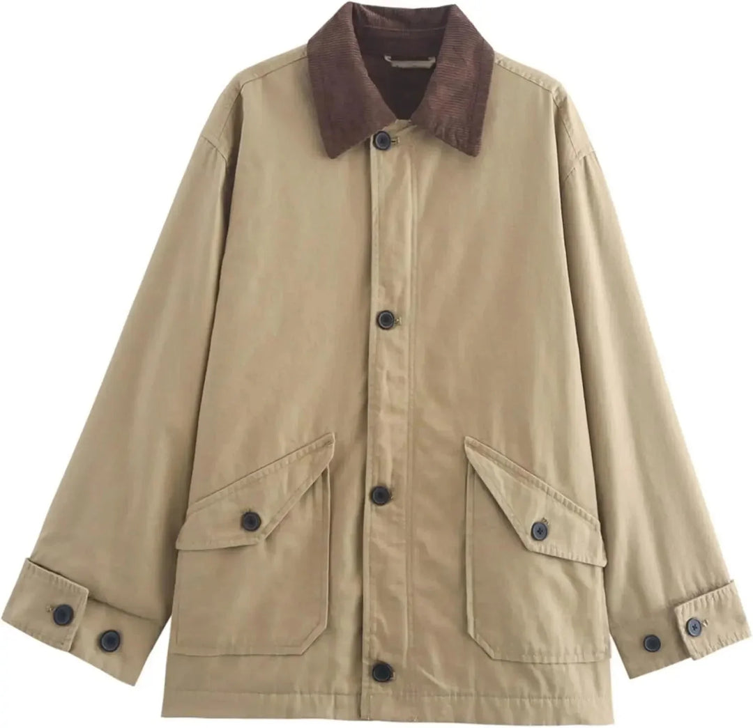 Women's mid-season blazer with corduroy collar