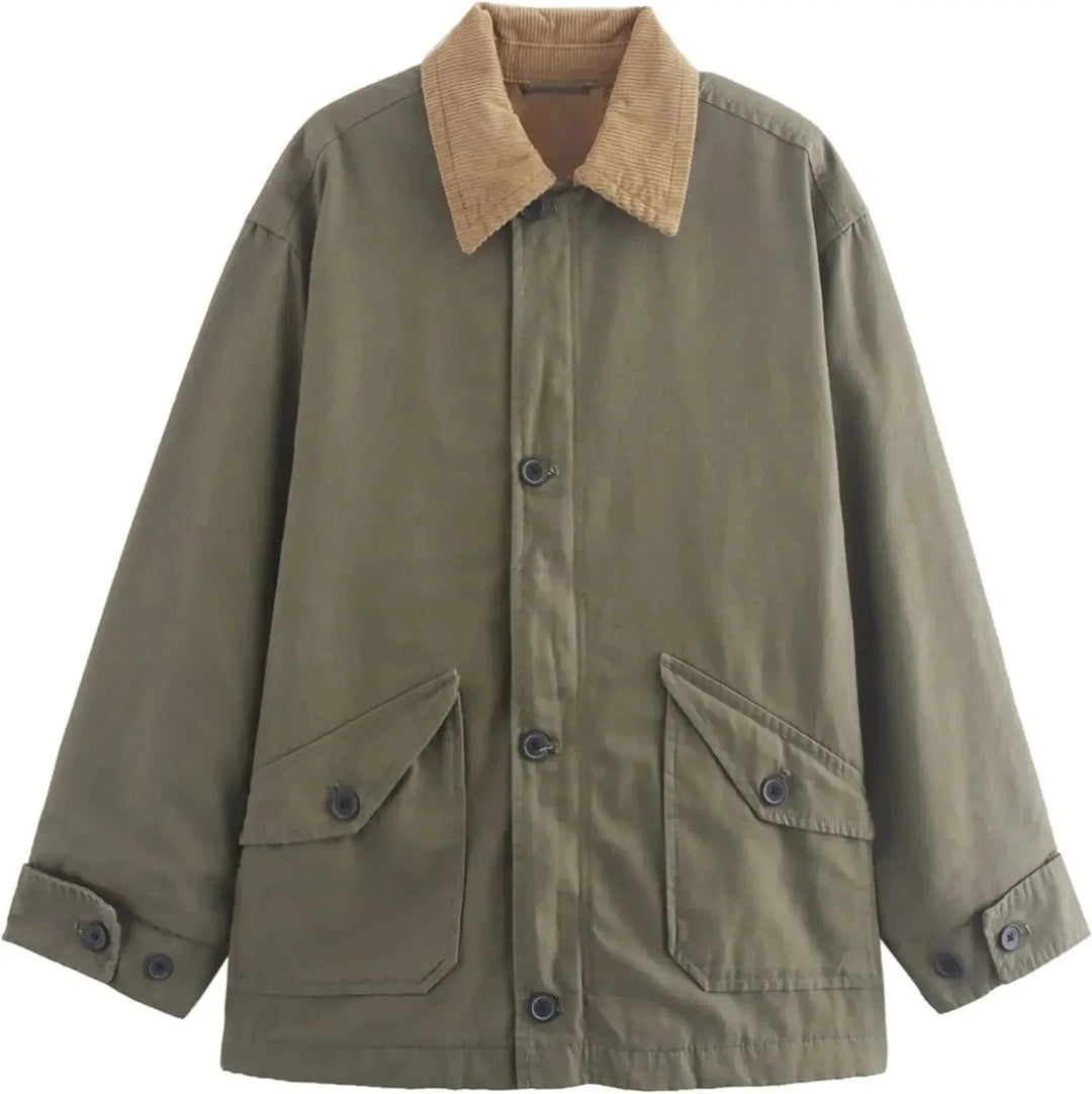 Women's mid-season blazer with corduroy collar