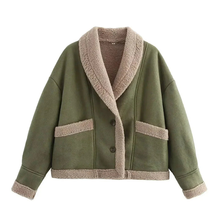 Women's Winter Blazer in Faux Suede with Warm Lining