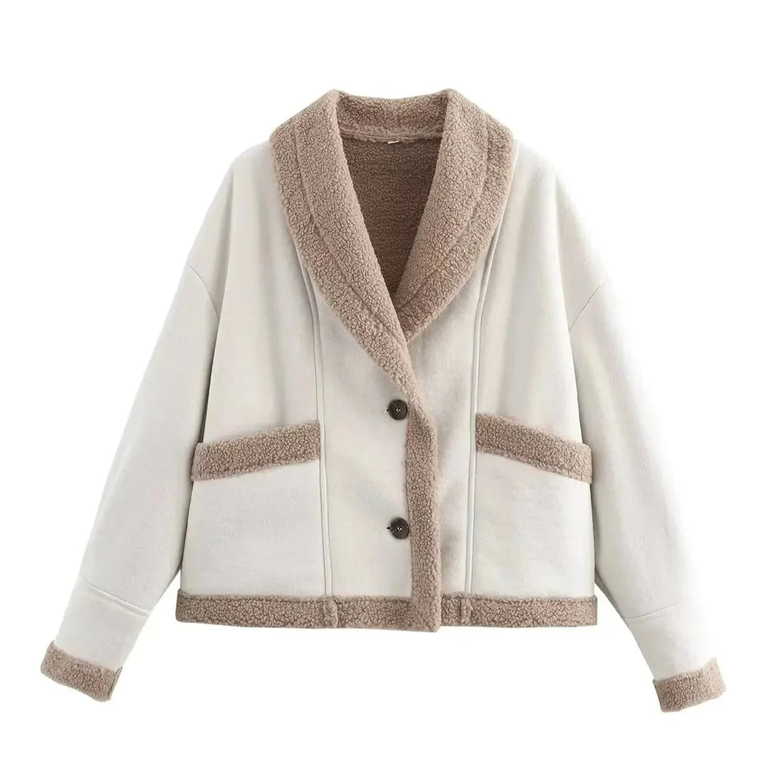 Women's Winter Blazer in Faux Suede with Warm Lining