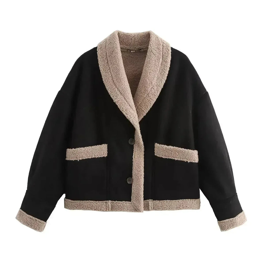 Women's Winter Blazer in Faux Suede with Warm Lining