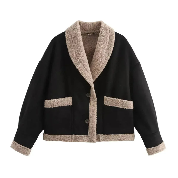 Women's Winter Blazer in Faux Suede with Warm Lining