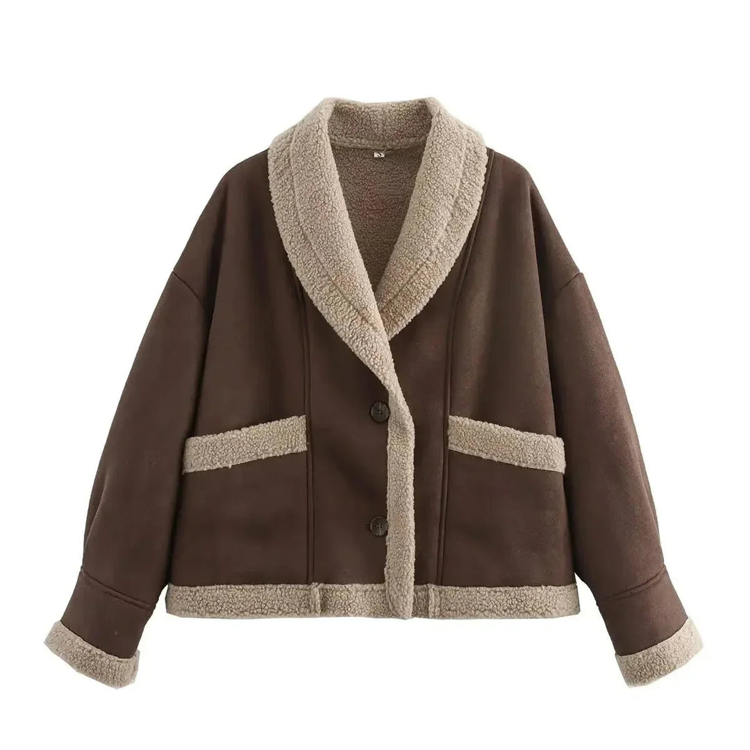 Women's Winter Blazer in Faux Suede with Warm Lining