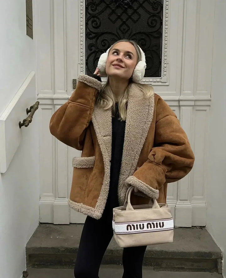 Women's Winter Blazer in Faux Suede with Warm Lining