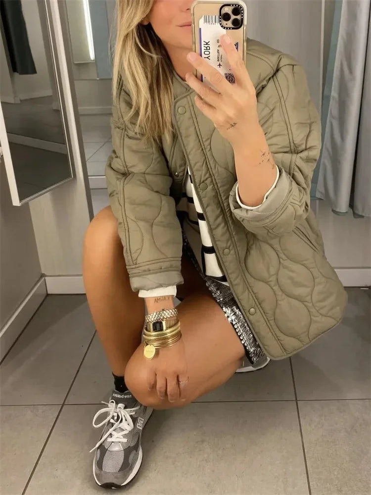 Women's oversized quilted blazer for winter