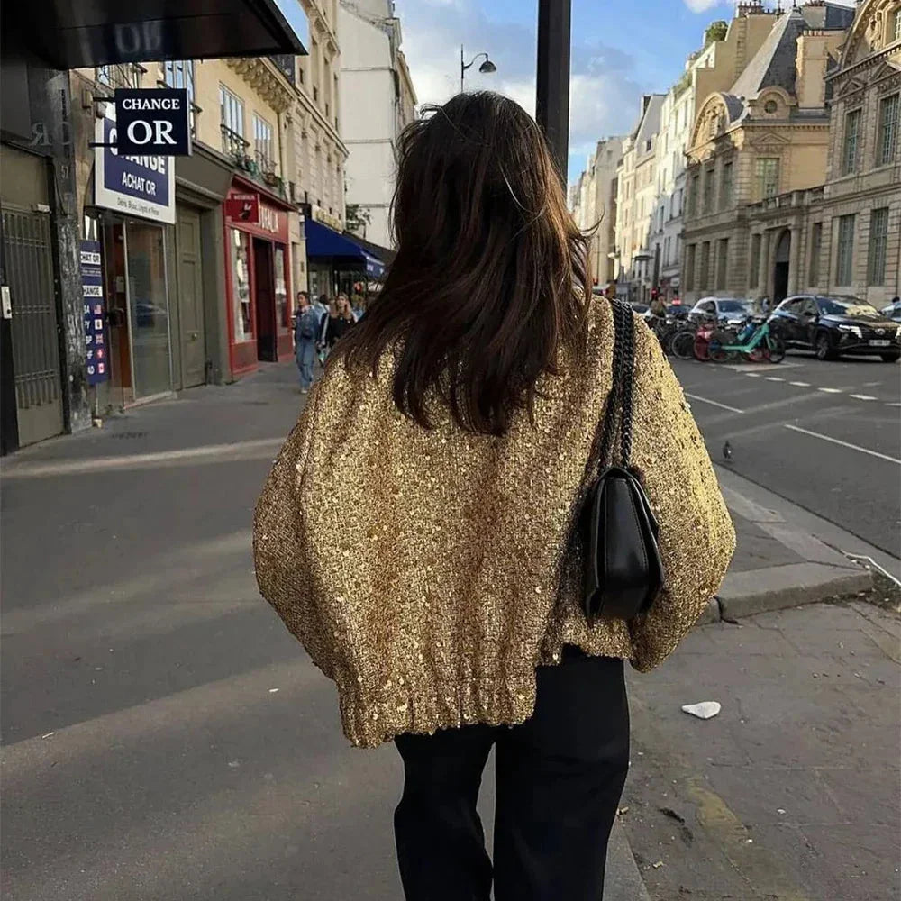 Chic Women's Blazer with Sequins and Elegant Cut