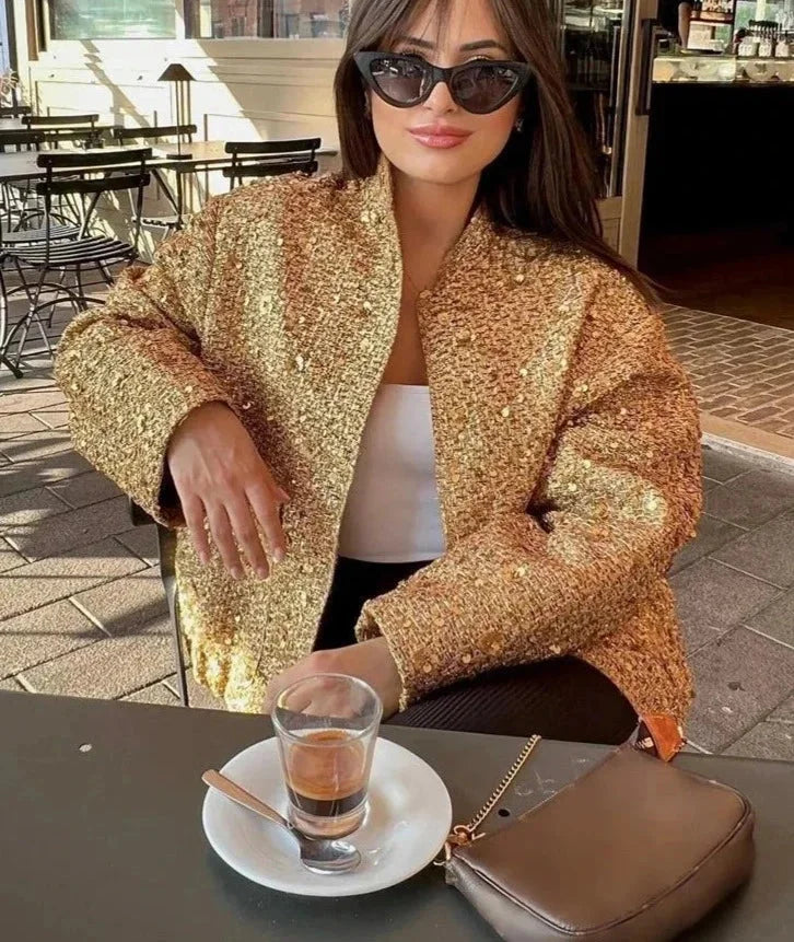 Chic Women's Blazer with Sequins and Elegant Cut