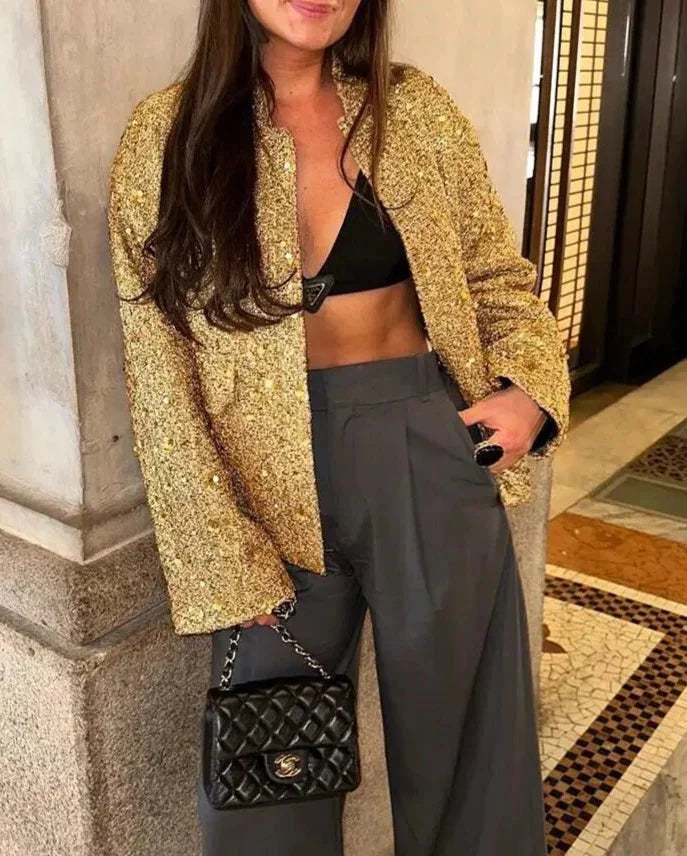 Chic Women's Blazer with Sequins and Elegant Cut