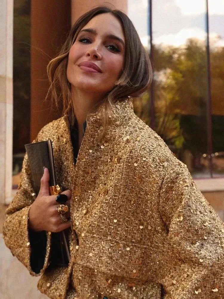 Chic Women's Blazer with Sequins and Elegant Cut