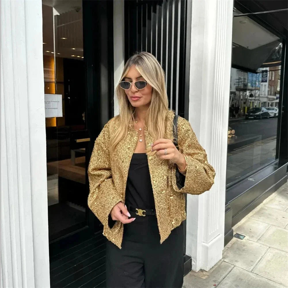 Chic Women's Blazer with Sequins and Elegant Cut
