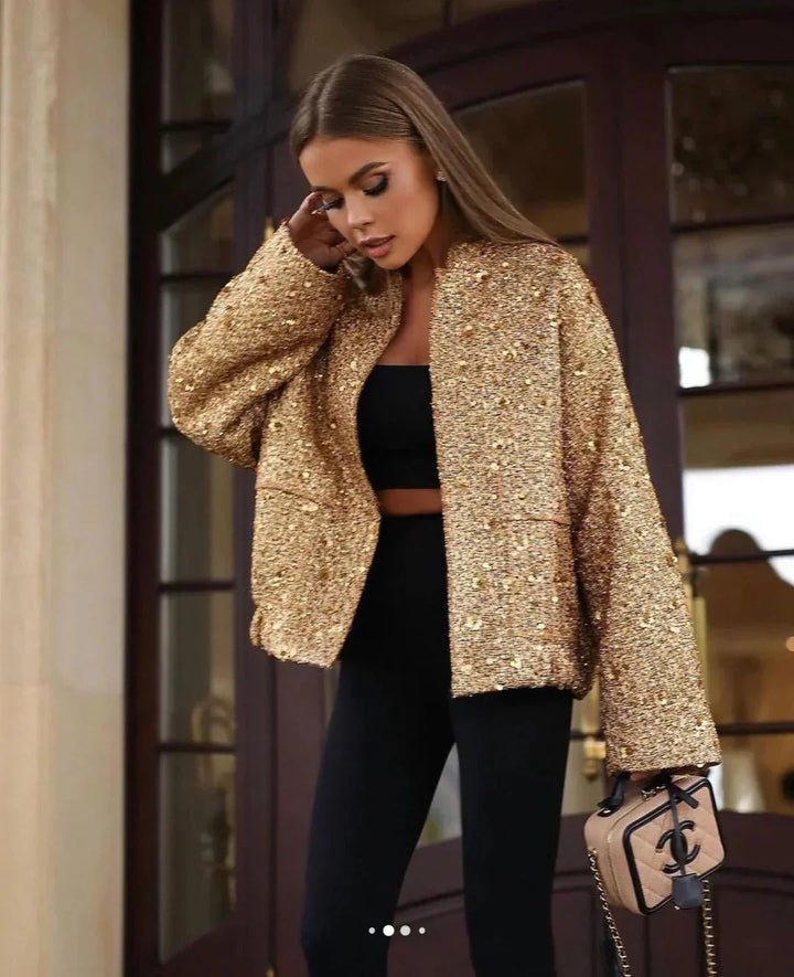 Chic Women's Blazer with Sequins and Elegant Cut
