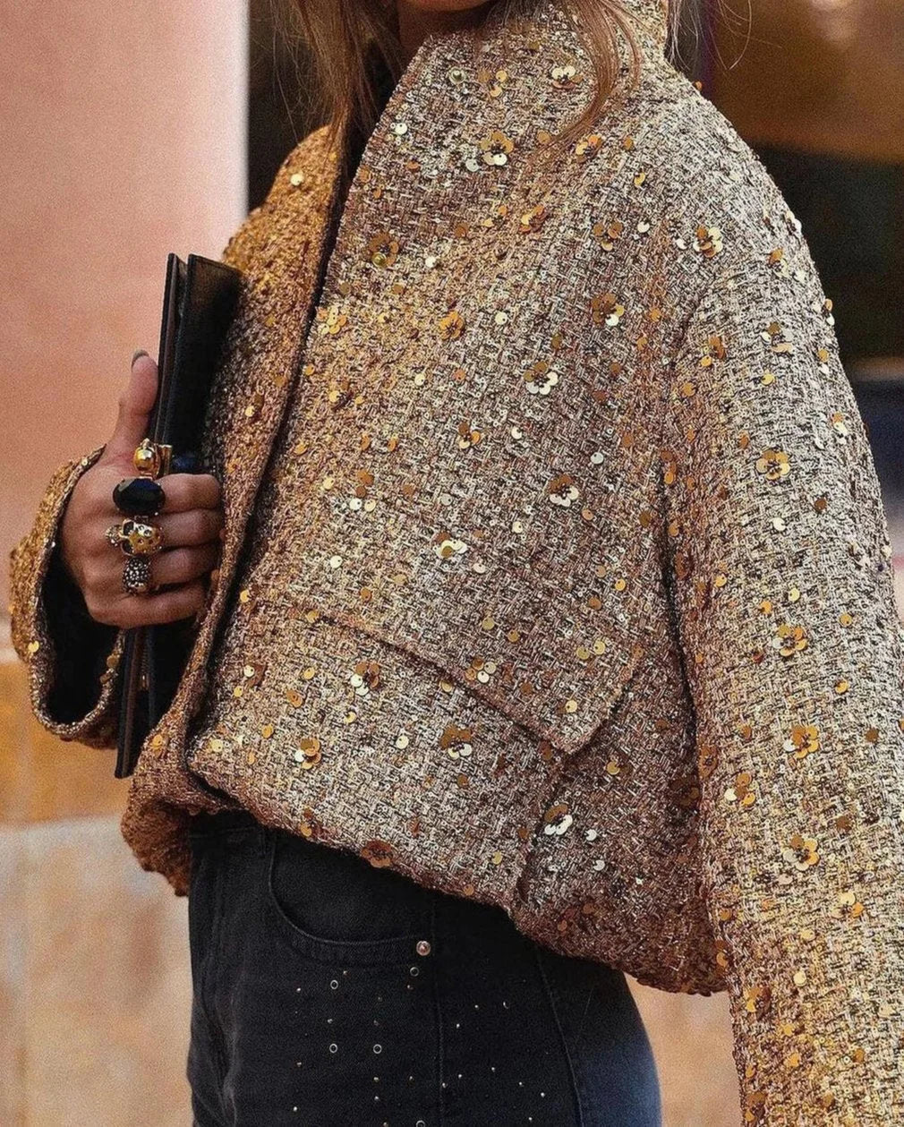 Chic Women's Blazer with Sequins and Elegant Cut
